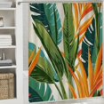thumbnail image 6 of Orinice Shower Curtain for Bathroom Orange Pattern Tropical Flowers Palm Leaves Bird Paradise Tropic Nature Colorful Leaf Flora Exotic Bath Curtain Bathroom Decor for Bathtubs  60x72, 6 of 7