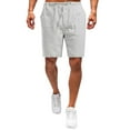 thumbnail image 2 of Cargo Shorts for Men Casual Loose High Waist Drawstring Elastic Waist Solid Beach Bottom Shorts with Pockets Grey, 2 of 7