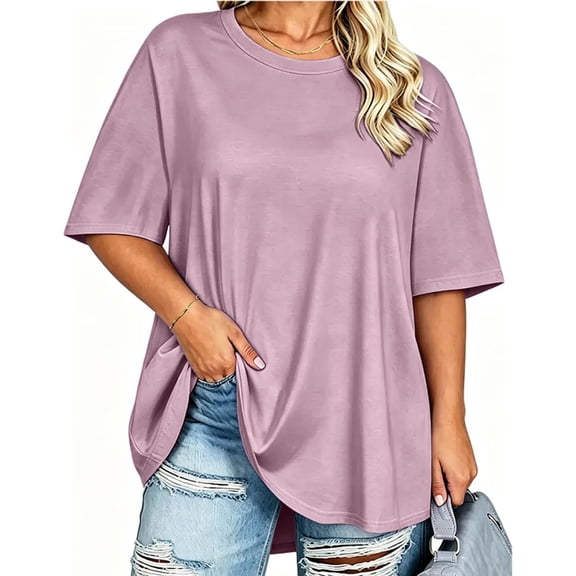 Gingprous Women's Oversized T-Shirt – Loose Fit Crewneck Cotton Blend Tee, Casual Basic Top for Spring Summer Fall