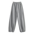 thumbnail image 4 of Women's Sweatpants Women's Solid Color Sweatpants Loose Wide Leg Casual Sports Cotton Pants New Fashion Elastic Waist Fitness Jogging Pants Drawstring Sweatpants, 4 of 5