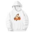 thumbnail image 2 of CBASIHI Girls Halloween Hooded Sweatshirts with Pockets Long Sleeve Casual Cute Pullover Pumpkin Print Fleece Warm Hoodies White 10 T, 2 of 7