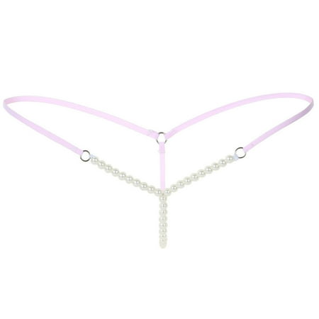 

Shiusina Women Pearl G-String And Thongs Solid Low Waist Underwear Pink One size