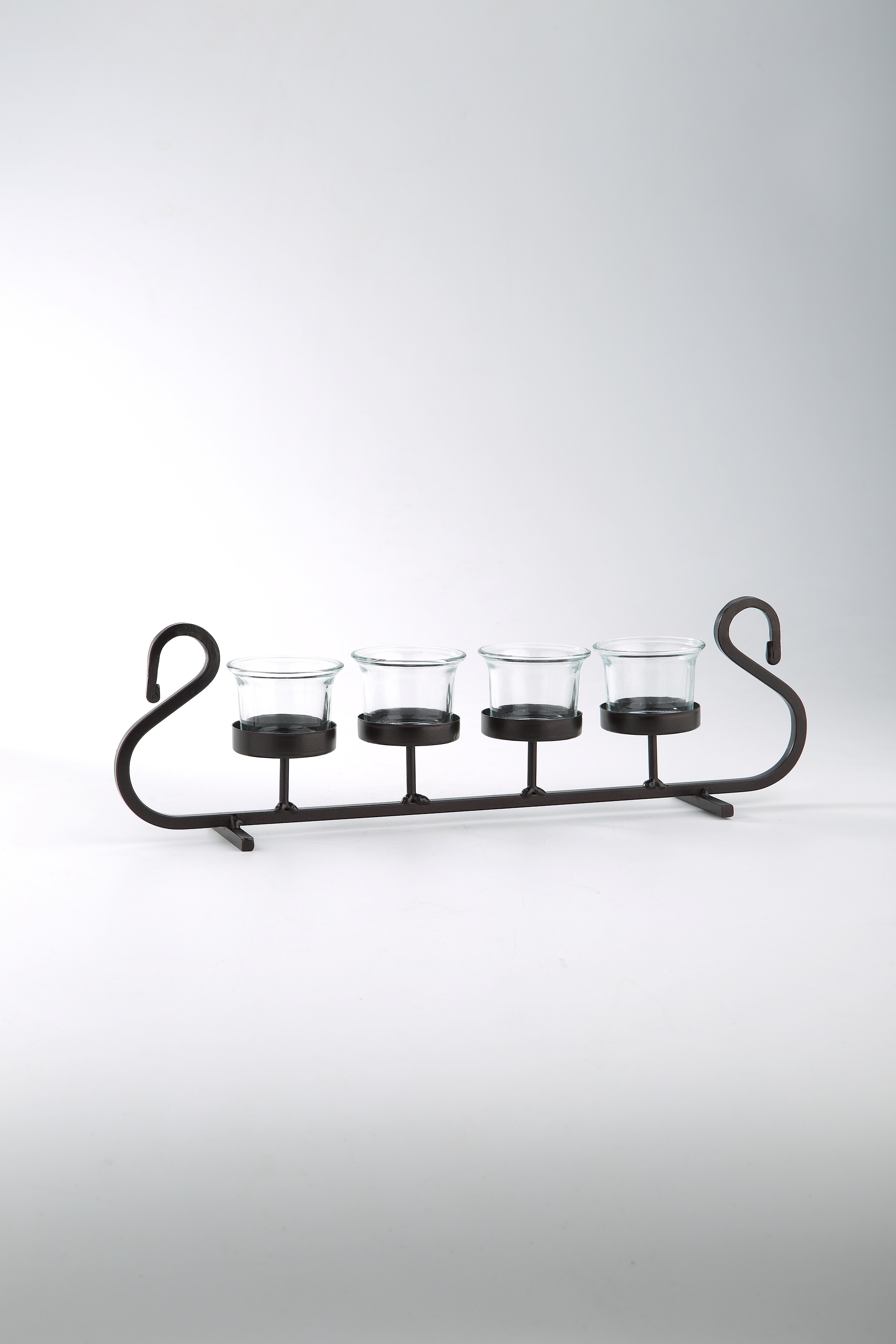 15.5" Clear and Black Hand Blown Glass Votive Candle Holder