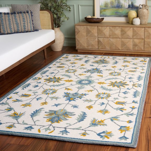 Safavieh Metro Nicola Leaves Area Rug, Ivory/Blue, 6' x 6' Square