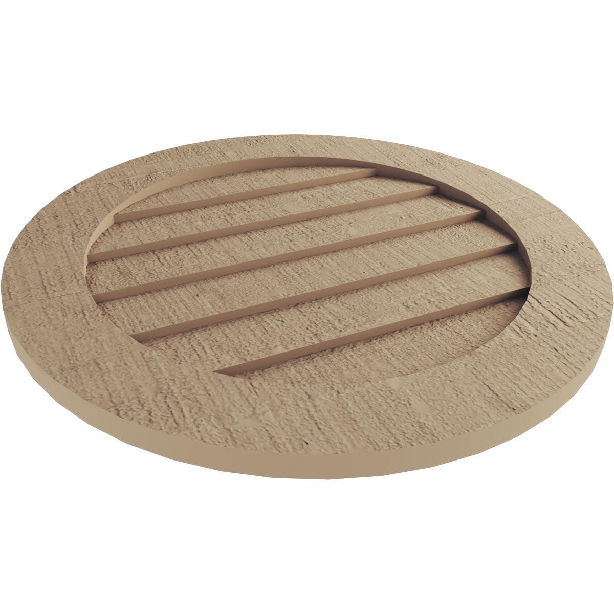 Ekena Millwork 15"W x 15"H Timberthane Rough Cedar Round Faux Wood Non-Functional Gable Vent, Primed Tan
