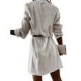 thumbnail image 3 of DYMADE Womens Long Sleeve Buttons Down Solid Blouses Office Ladies Shirt Dress, 3 of 4
