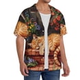 thumbnail image 2 of Gukieu Sleeping Cat Flowers Print Men's Short-sleeved Shirts, Button-down Pocket Shirts, T-shirts, Beach Vacation Travel Summer Clothing-XX-Large, 2 of 5