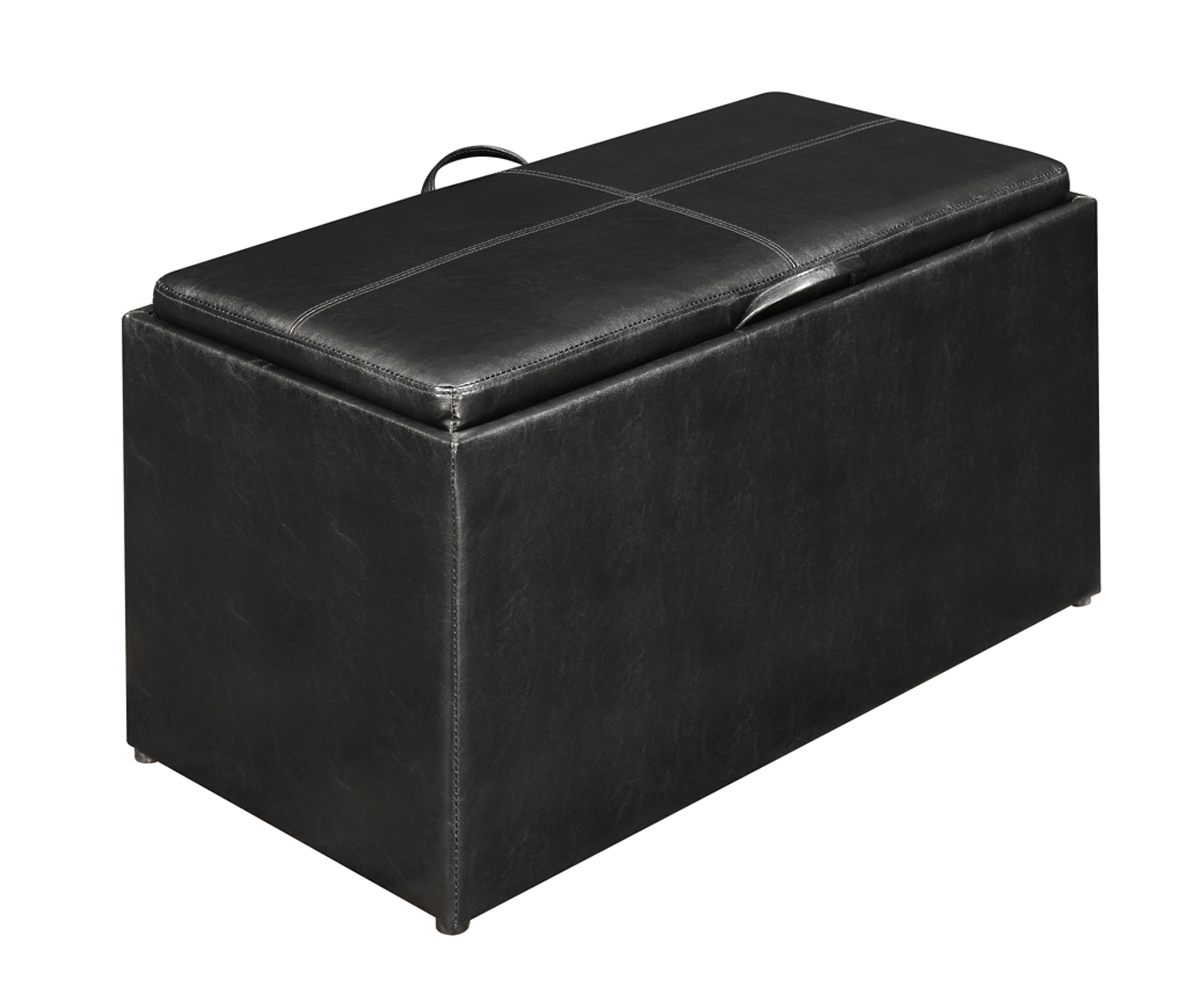 Convenience Concepts Designs4Comfort Sheridan Storage Bench with Reversible Tray and 2 Side Ottomans, Black Faux Leather - image 2 of 7