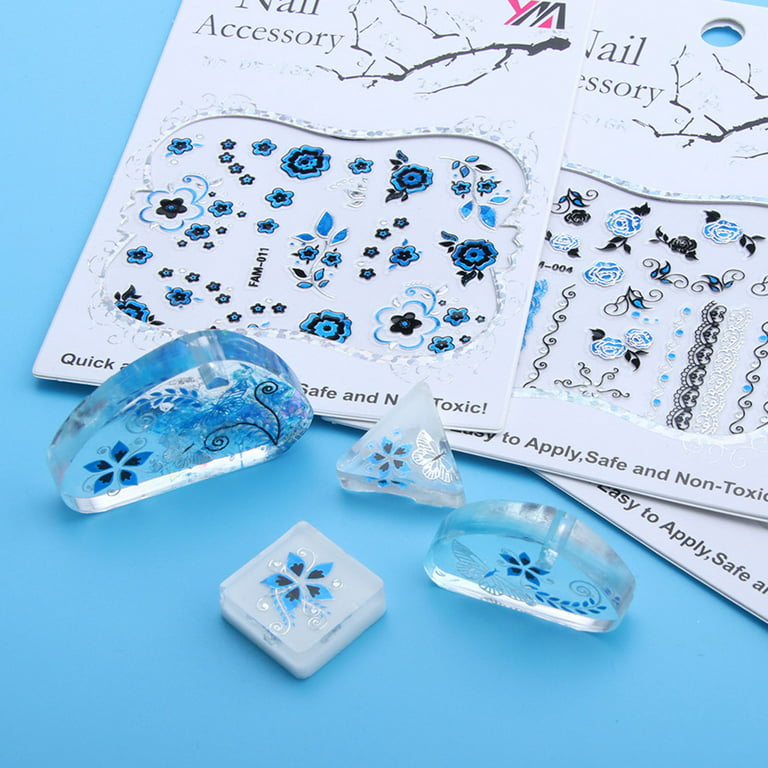 Resin Stickers for Art Crafts,Blue Transparent Stickers-Resin Decoration  Accessories for Scrapbook Silicone Resin Molds