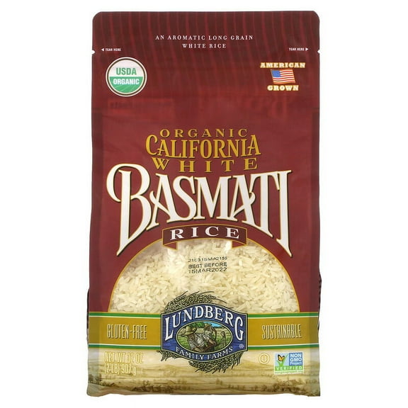 Lundberg, Organic California White Basmati Rice, 2 lbs Pack of 2