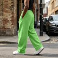thumbnail image 3 of Men's Baggy Sweatpants Wide Leg Lounge Pants Drawstring Waist Loose Fit Jogging Trousers with Pockets Fluorescent Green XL, 3 of 5