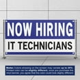 thumbnail image 3 of Now Hiring IT Technicians 13 oz Heavy Duty Vinyl Banner IT Technician Jobs Available Help Wanted Sign for Business Advertising Indoor/Outdoor Single-Sided with Metal Grommets (3x5 ft, Wh & Bl & Bk), 3 of 6