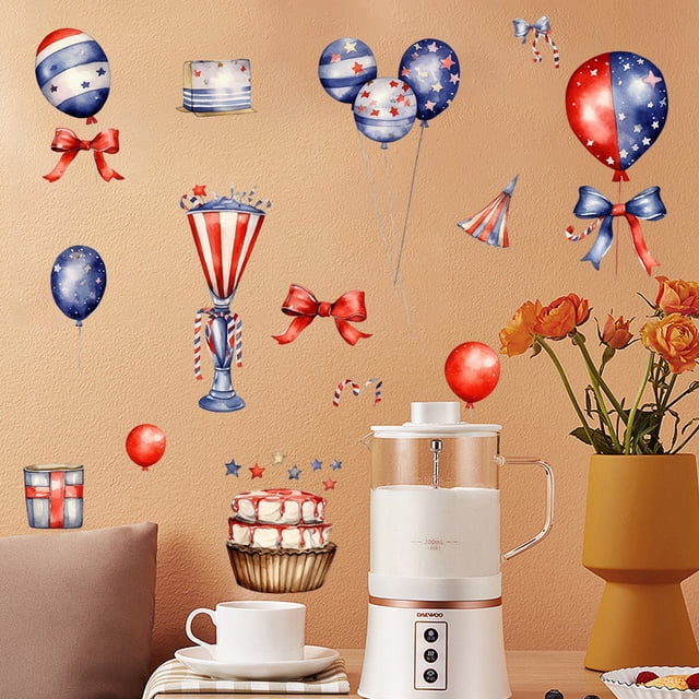 Adhesivo de pared con globos coloridos y decoración de fiestas de PVC autoadhesivo