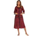 thumbnail image 1 of Printemps Automne 2023 Nouvelle Tenue de Maison Confortable Décontractée Ample Manches Sept Points Grande Chemise de Nuit Rayée Pyjamas, 1 of 5