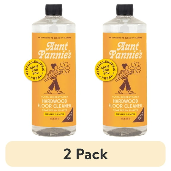 (2 pack) Aunt Fannie’s Ultra Concentrated Hardwood Floor Cleaner, Lemon, 32 oz
