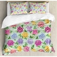 thumbnail image 3 of Dahlia Flower Decor Twin Size Duvet Cover Set, Vibrant Victorian Renaissance Medieval Motifs Retro Ombre Floret Design, Decorative 2 Piece Bedding Set with 1 Pillow Sham, Multi, by Ambesonne, 3 of 3