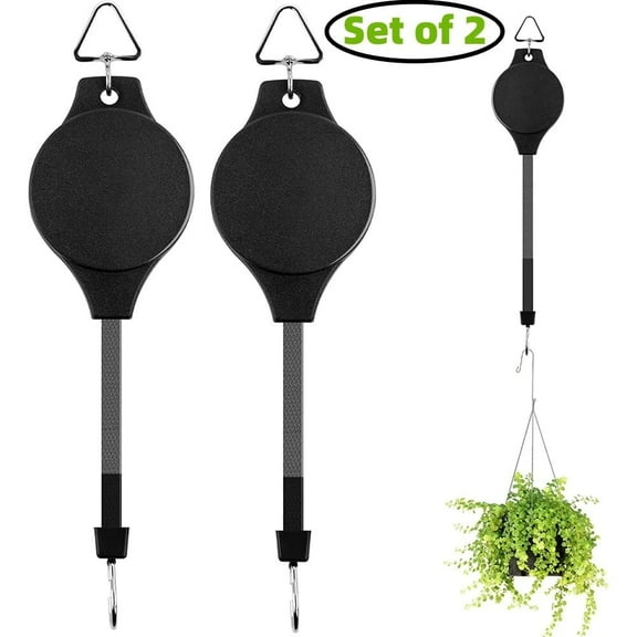 Plant Hangers Hook Pulley for Hanging Garden Plants Flower Baskets Flowerpots Birds Feeder Height Black Nylon Plastic DEWEL