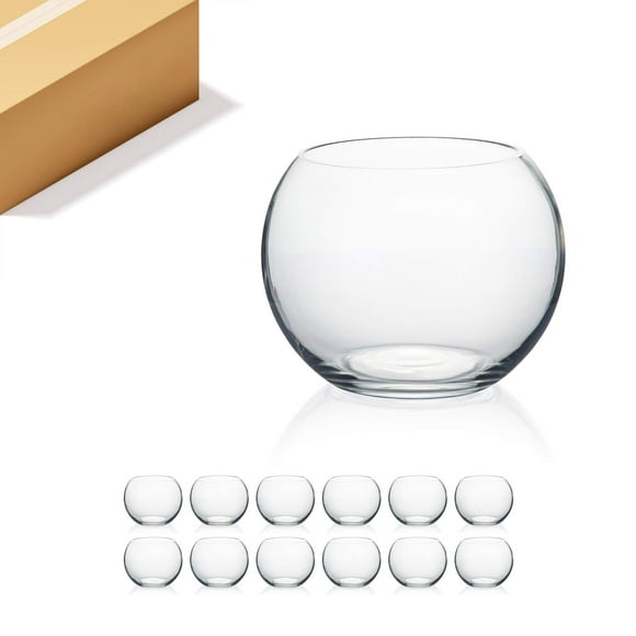 WGV Bowl Glass Vase Bulk, Diameter 6", Height 4.5", Open Width 4", 48 oz., (Multiple Sizes Choices) Clear Bubble Planter Terrarium Fish Bowl for Wedding Event Home Decor, 12 Pieces (VBW0006A)