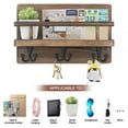 thumbnail image 3 of YIHATA Key and Mail Holder for Wall Hooks Key Hanger for Wall with Shelf Wood Wall Shelf with Hooks for Wall Decorative Retro Hanging Organizer Rustic Farmhouse Decor for Entryway (Brown), 3 of 7