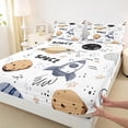 thumbnail image 3 of Homewish Cartoon Rocket 3pcs Twin Sheet Sets for Preppy Children Boys,Outer Space Twin Fitted Sheet,Universe Galaxy Planet Breathable Flat Sheet,Ultra Soft Home Decor, 3 of 7
