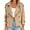 Beige, variant on Double Breasted Women Solid Color Casual Crop Trench Coat Lady Office Jacket with Pocket