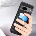 thumbnail image 6 of Carbon Fiber Patterned Case for Google Pixel 7, Wallet case with [360°Rotation Ring Kickstand] Credit Card Holder,PU Leather Shockproof Cover Women Men for Google Pixel 7, Black, 6 of 8