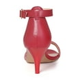thumbnail image 3 of BLISSFUL STEP Women's Shoes Kitten Heel Ankle Strap Open Toe Sandals Red 9, 3 of 8