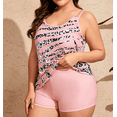 thumbnail image 3 of ITAWES Women's Plus Size Two Piece Tankini Swimsuit Tummy Control Floral Flowy Skirt Top High Waisted Boyshort Beachwear, 3 of 5