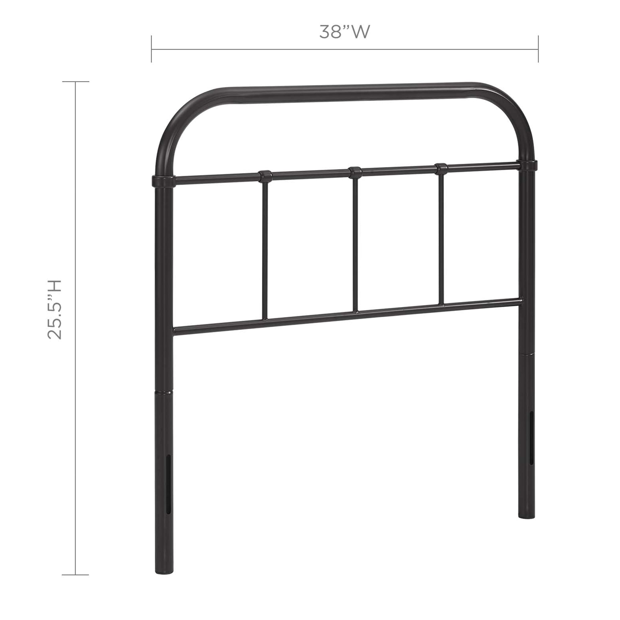 Modway Serena Metal Stainless Steel Adjustable Headboard, Twin, Brown