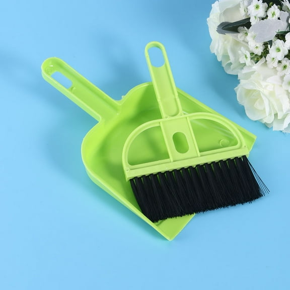 WHAMVOX Portable Compact Broom and Dustpan Set for Cage Cleaning with Green Storage Case, Easy to Carry Travel Brush