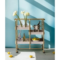 Newboti Furniture Vorrik Gold & White Washed Finish Serving Cart 69509