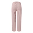 thumbnail image 3 of Women's Vintage Corduroy High Waist Pants - Elastic Waist, Straight Wide Leg, Pockets, Fall/Winter Work Trousers, 3 of 5