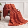 thumbnail image 2 of Chunky Knit Throw Blanket, 60''*80'' Knitted Throw Chenille Blankets for Bed Couch, Handmade Orange Crochet Blanket Big Thick Blanket, Machine Washable Cute Comfy Blanket for Home Decor, 2 of 15