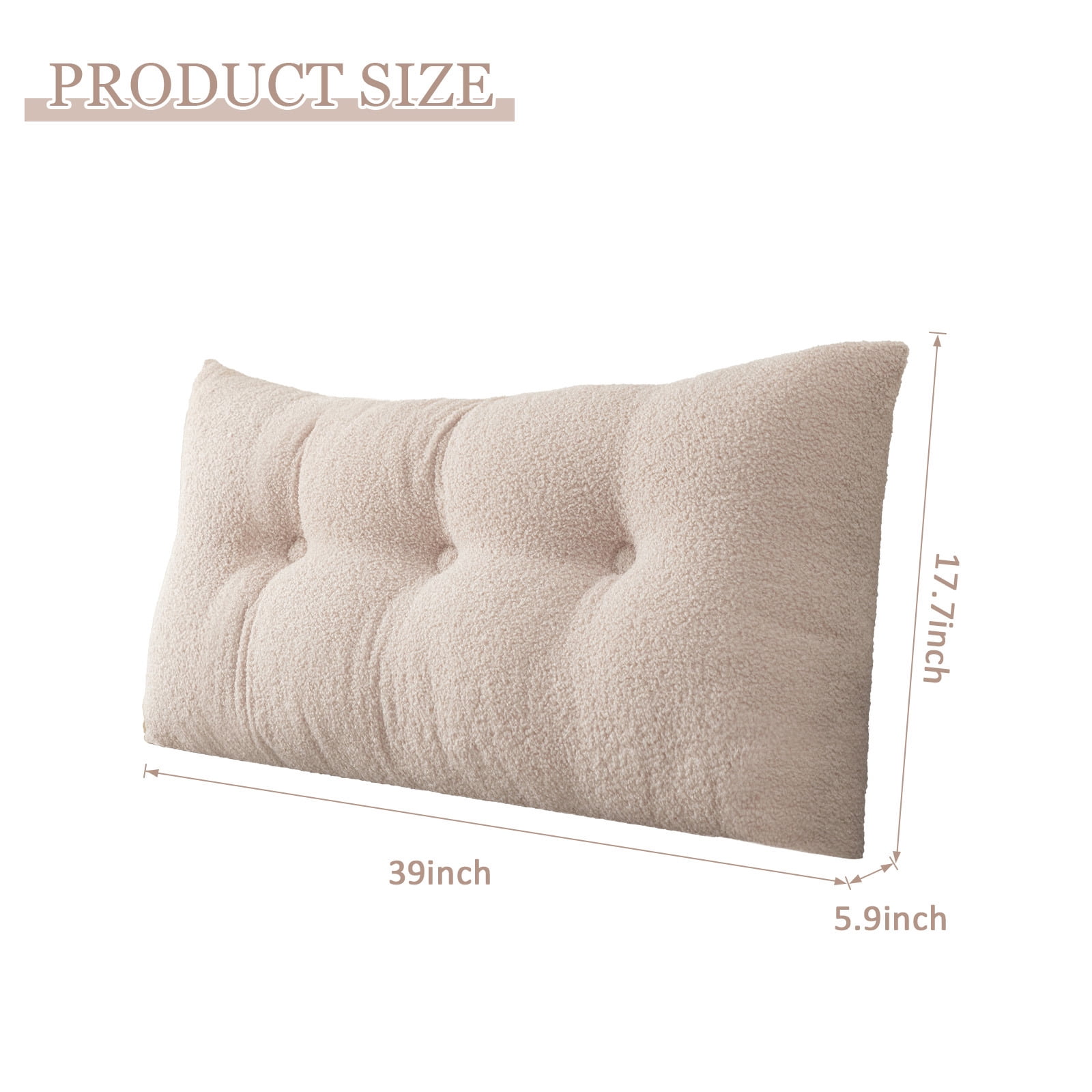 ANMINY Headboard Pillow, Teddy Velvet Fabric, Bed Rest Reading Pillow, Removable & Washable Cover, Daybed Wedge Pillow for Twin Beds
