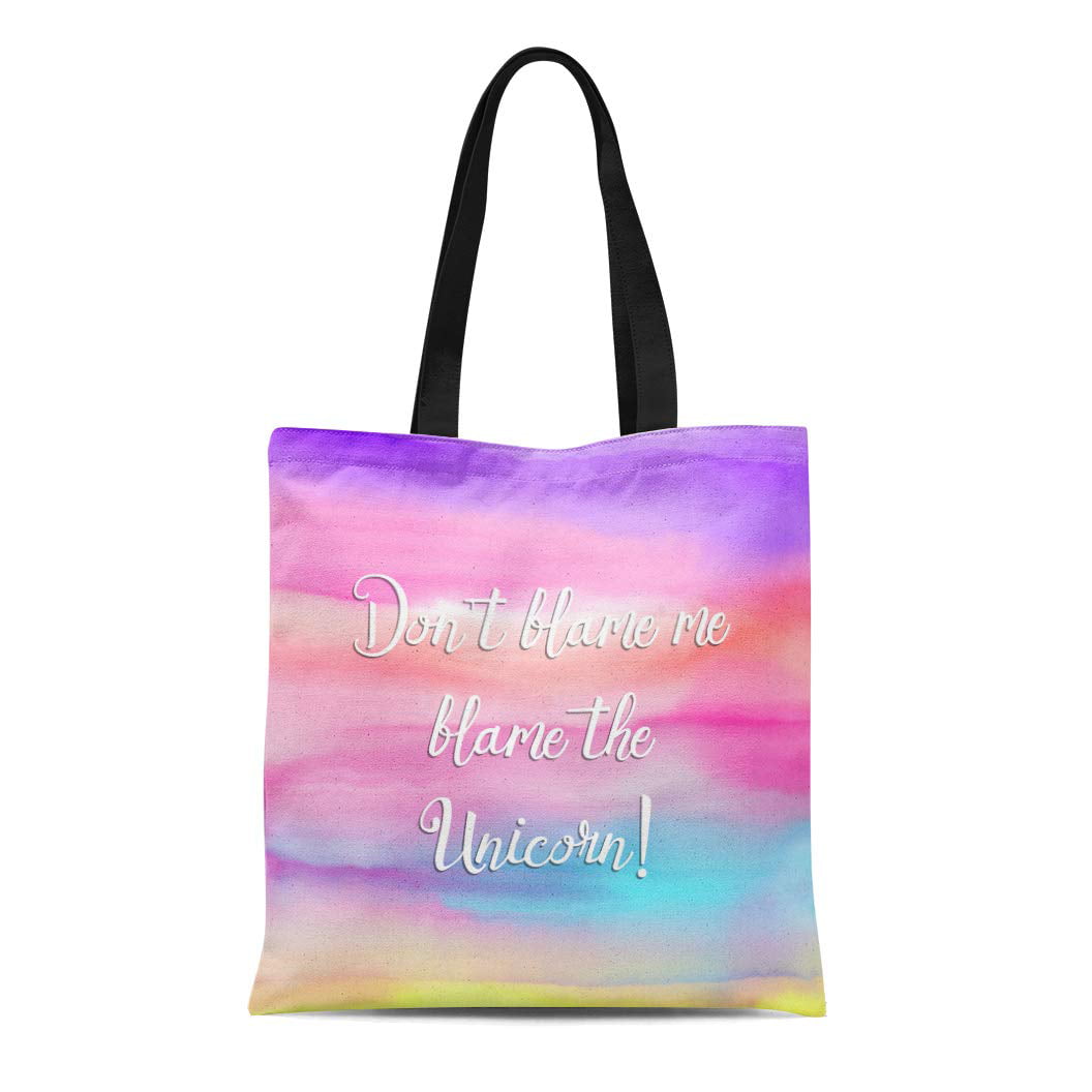 Canvas Shoulder Bag Handbags Tote Shopping Bag LzVong Watercolor Unicorn 