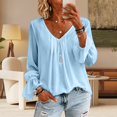 thumbnail image 6 of WCJM Women's Long sleeve T-shirt Women's Elegant Casual Blouses Chiffon V Neck Long Sleeve Front Loose Fit Daily Styling Tops, 6 of 6