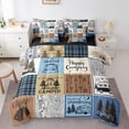thumbnail image 1 of YST Happy Camping Bedding Set Twin Rv Camper Comforter Set 7 Piece For Travel Trailers Bunks,Rustic Buffalo Plaid Pine Trees Camper Car Decor Bed In A Bag Rv Accessories For Inside Bed Set, 1 of 5