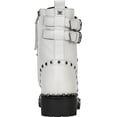 thumbnail image 4 of Sam Edelman Jennifer Bright White Leather Lace Up Studded Combat Ankle Boots (Bright White Leather, 9), 4 of 6