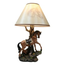 Ebros Light Fantastik Chestnut Brown Horse Stallion With Saddle Table Lamp Shade