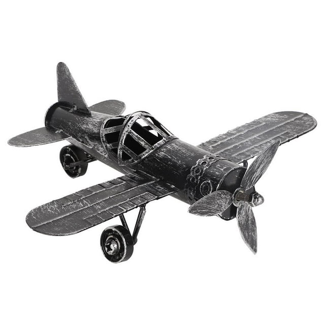Domqga Biplane Model, Aircraft Model, Vintage Airplane Model Wrought Iron Aircraft Biplane for Desktop Decor Photo Props