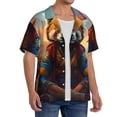 thumbnail image 2 of Balery Prairie Meditating Raccoon Camisa Casual de Manga Corta con Botones para Hombre, Texturizada, Estilo Cubano, para Playa, Verano-3X-Large, 2 of 5
