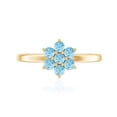 thumbnail image 4 of Rosec Jewels Natural Aquamarine Flower Promise Ring - Blue Flower Ring for Women - AAA Quality - Ready to Gift, 14K Yellow Gold, US 7.50, 4 of 8