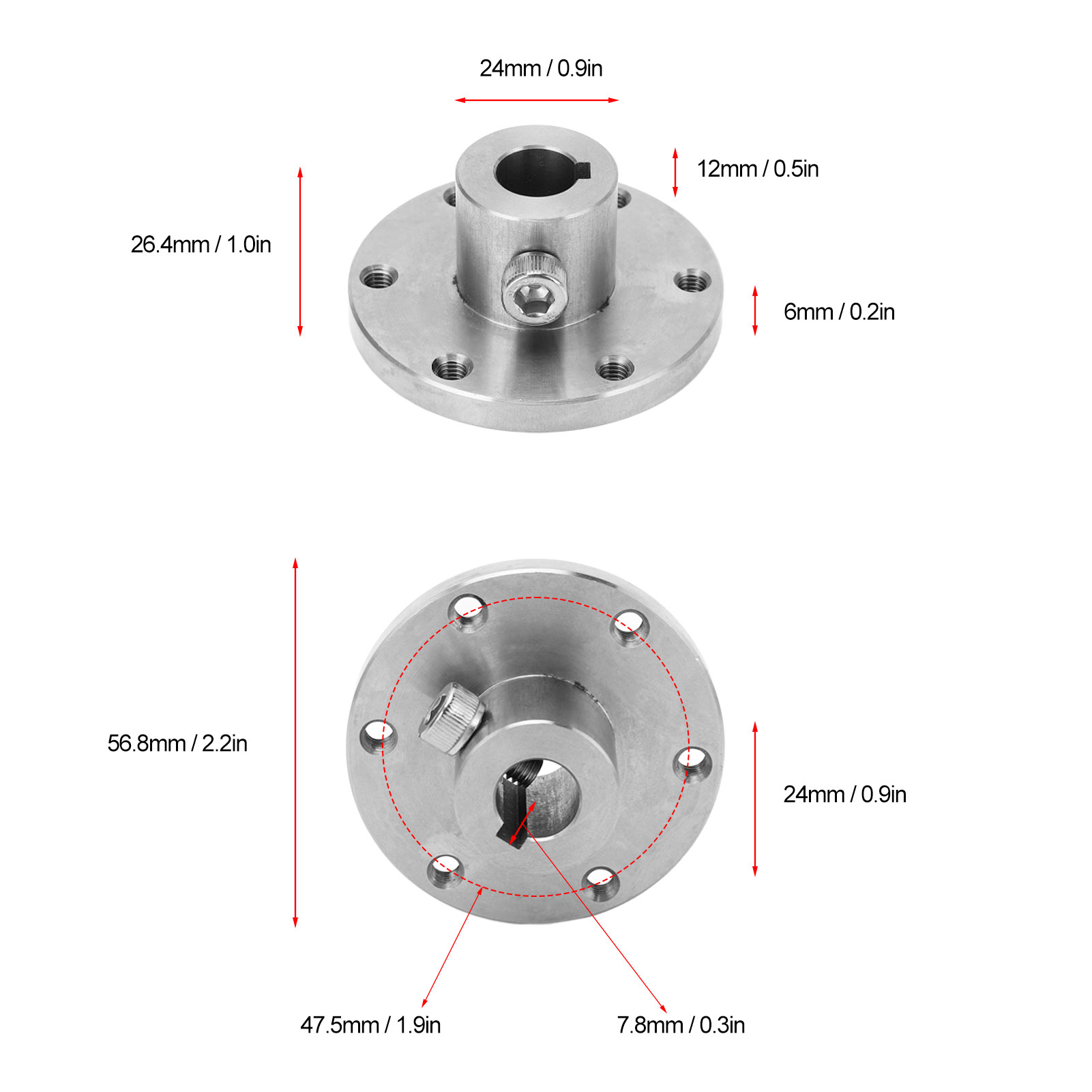 12mm Flange Coupling Stainless Steel RC Key Hub Shaft Coupling for RC Model  Motors - Walmart.com
