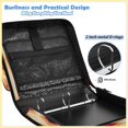 thumbnail image 4 of Rust Diamond-geo Printed Zipper Binder with Handle&Shoulder Strap 2 inch 3 Ring 500+300 Sheet Capacity File Folder Organizer, 4 of 8