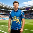 thumbnail image 2 of 2026 Soccer Cup Jersey for Men, Polo Collar Short Sleeve England Cross & Lion Crest Graphic Top - Breathable Fan Shirt for Match Day & Casual Wear Blue L, 2 of 4