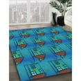thumbnail image 3 of Ahgly Company Machine Washable Indoor Round Transitional Dark Turquoise Green Area Rugs, 4' Round, 3 of 7
