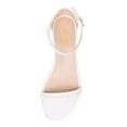 thumbnail image 3 of XYD Women Pearls Open Toe Strappy Low Block Heel Sandal Classic Ankle Strap Wedding Dress Shoes Size 7 White, 3 of 4
