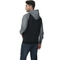 thumbnail image 3 of Weilanxin Men's Color Block Pullover Fleece Hoodie Casual Hooded Sweatshirts Tops Full Zip Jacket with Pocket Athletic Hoodies For Men Dark Grey Contrast Black L, 3 of 10