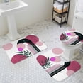 thumbnail image 3 of Boho Pink Bathroom Rugs Set Modern Abstract Pink Black Geometric Round Green Leaf Non Slip Absorbent Soft Bath Mats 3 Piece Set with Bathroom Rug, U-Shaped Floor Mat, Toilet Seat Cover Large Size, 3 of 9