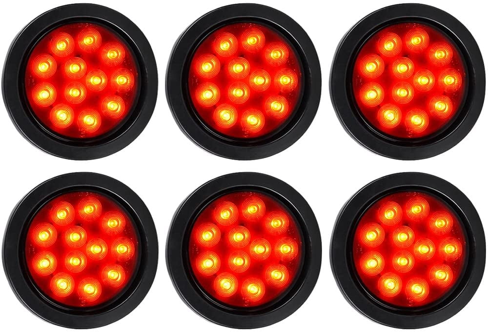 Astra Depot 4X RED Oval 24-LED Driving Stop Brake Tail Light w/Wiring Plug Truck RV Trailer 